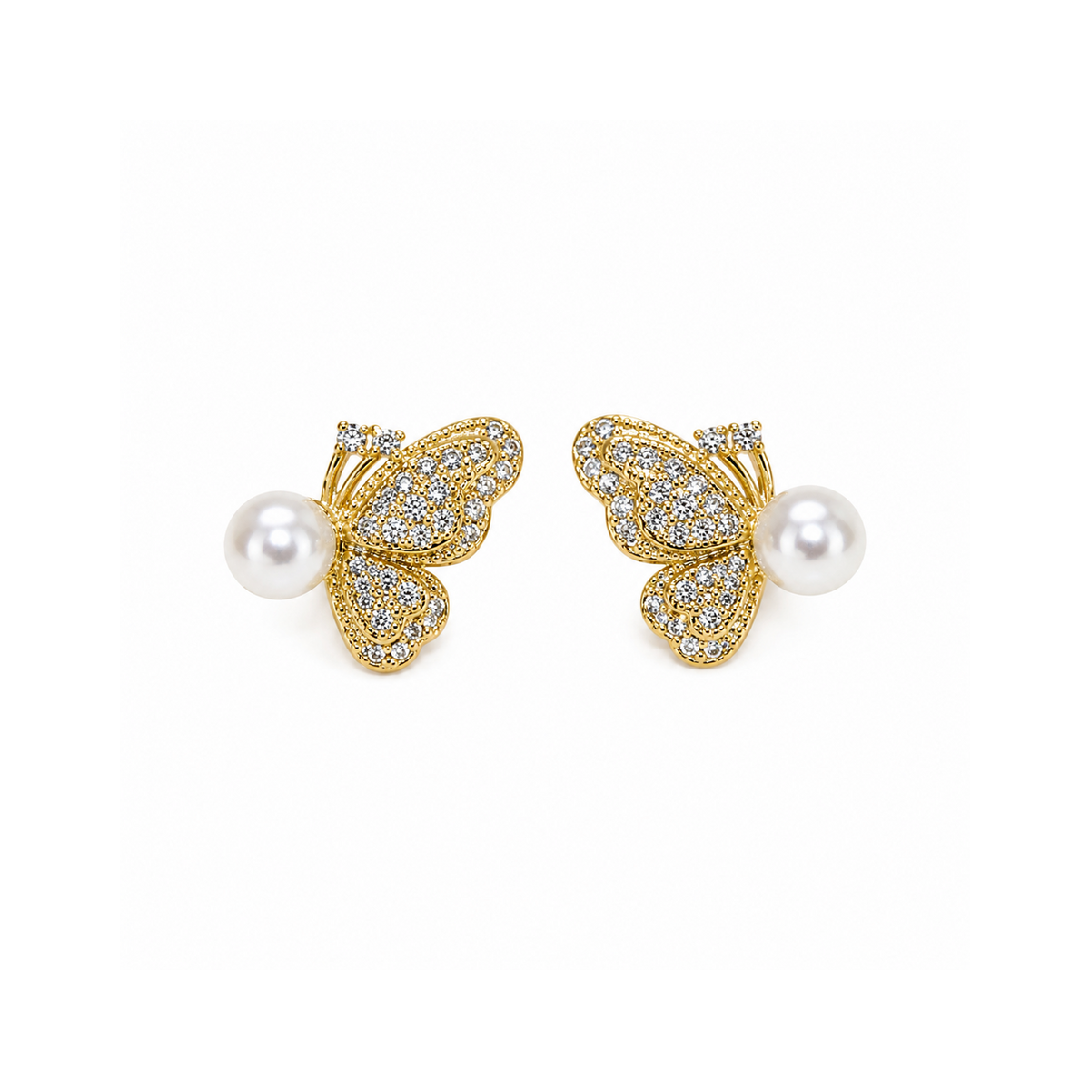 Arete mariposa pavé con perla