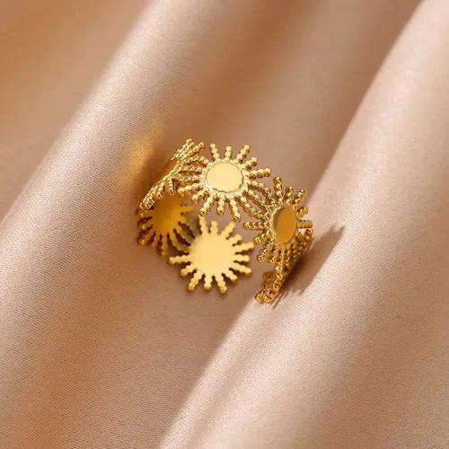 Anillo ajustable flor y corazón
