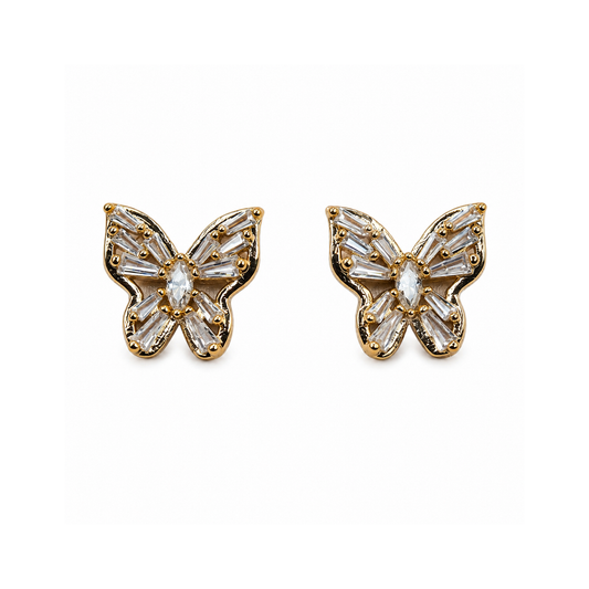 Arete mariposa baguette engastada