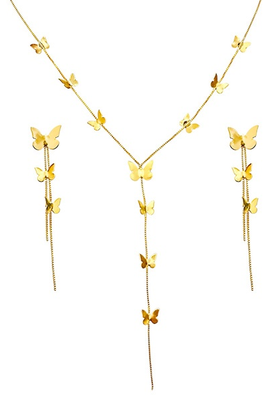 Conjunto mariposas con cadena veneciana