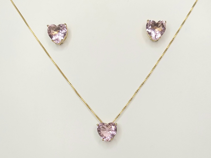 Conjunto corazón rosa (sin cadena)