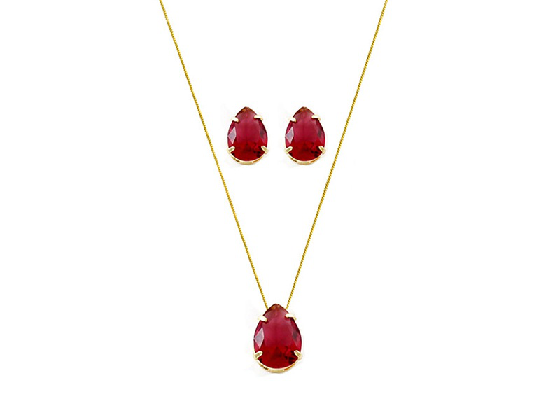 Conjunto gotas rubí