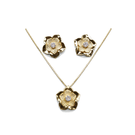 Conjunto flor dorada texturizada