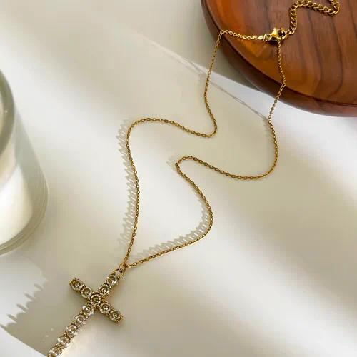 Collar cruz con circones