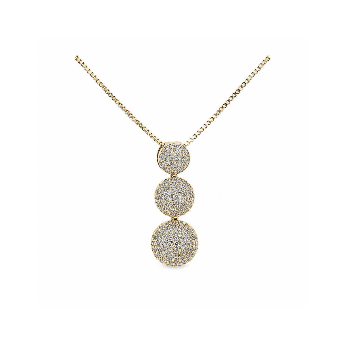Colgante tres esferas pavé con cadena