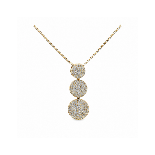 Colgante tres esferas pavé con cadena