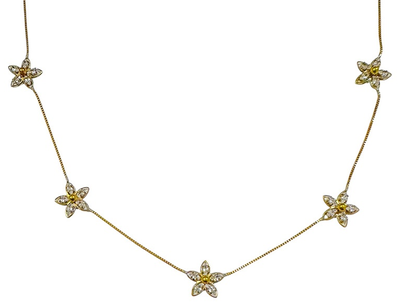 Gargantilla flor con navettes cristal
